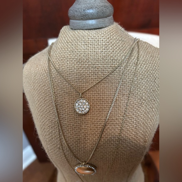 LOFT Gold Jewelry Set, Multi Layered Necklace, Hoop Earrings, & Beaded Bracelet - Picture 11 of 16